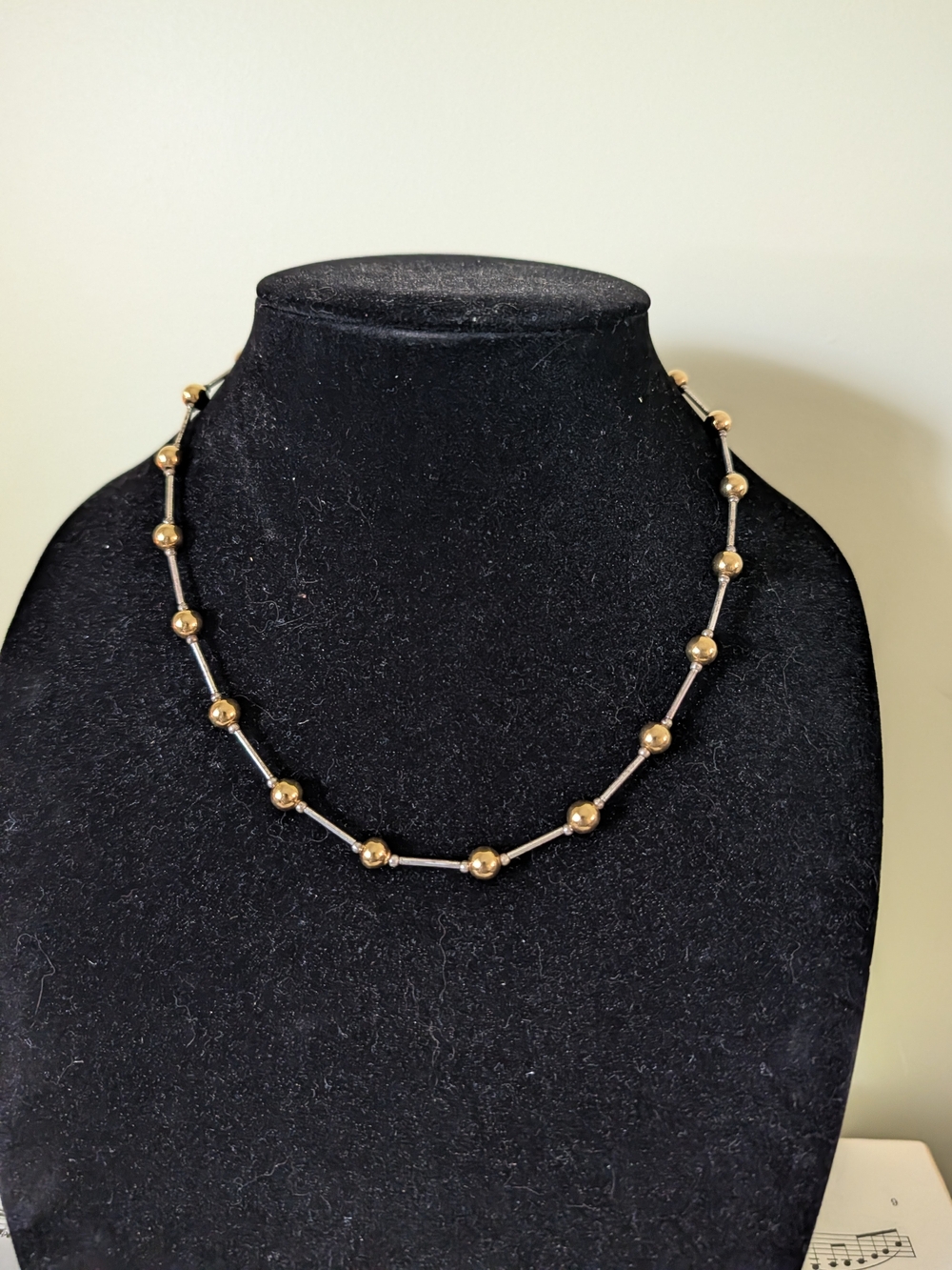 Gold Bead and Bar Necklace - Women Jewelry